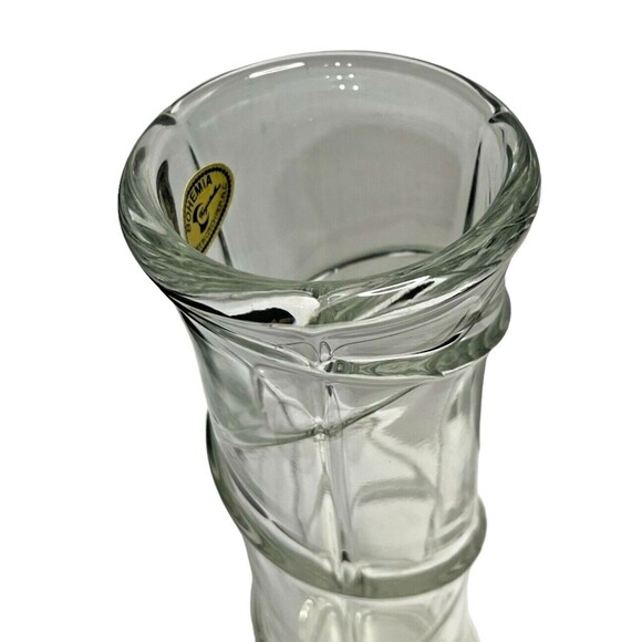 Crystal Clear Glass Vase Bohemian by Crystalex Made in Czech Republic 3"W x 8"H - Picture 8 of 9
